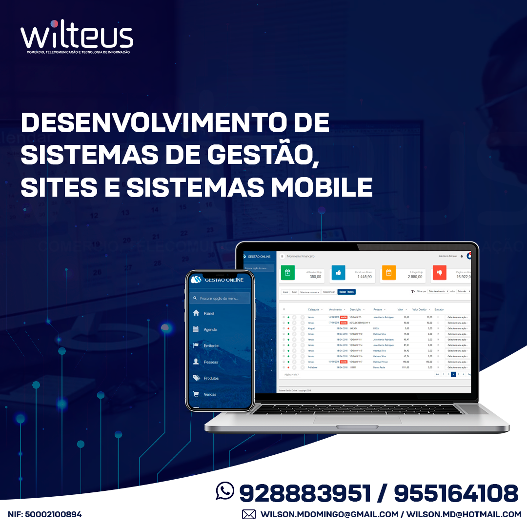 Serviço: Desenvolvimento de Sistemas de Gestão, Mobile e Web